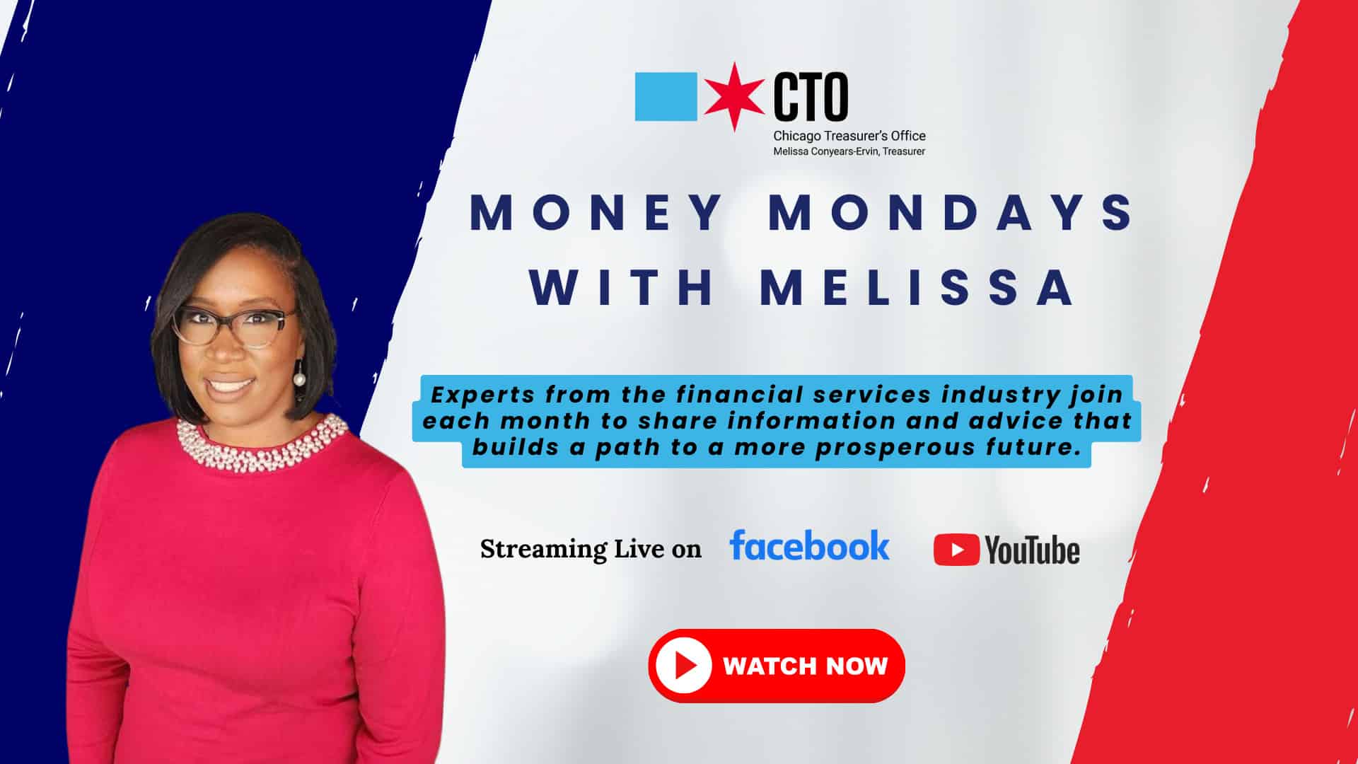 Money Mondays with Meliisa. Experts from the financial services industry join each month to share information and advice that builds a path to a more prosperous future